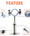 AKIHISA stainless steel pipe hanger clamp, wall/ceiling mount, for 25–27mm OD pipes, adjustable 100–200mm height, 2 pcs