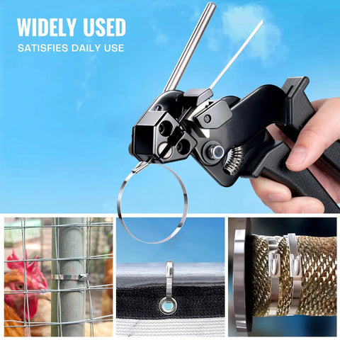 Stainless Steel Cable Tie Gun Kit With 200 Metal Zip Ties In Two Sizes And Tensioning And Cutting Tool For Garden Farm Fence Projects Chicken Coop And Privacy Yard Fence Reinforcement Or Repair
