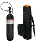 Carbon Fiber 4500 PSI Air Tank 3L With Carrier Bag Dual Gauge Valve For PCP Paintball Rifles And Games next to carrying bag