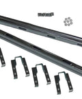 Heavy Duty 23 Inch Universal Undermount Sink Installation Kit All Metal Construction Includes Hardware No Drilling Into Countertop Cabinet Supports Weight Works With All Sink Types Solid Surface And Stone Countertops Compatible Silver, components displayed on white background.
