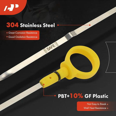 V6 3.6L Engine Oil Dipstick For Dodge Grand Caravan 2011 To 2019, Chrysler Town And Country 2011 To 2016, Ram CV 2012 To 2015, Measuring Rod Dip Stick With Reference Numbers 921-122 5184013AI 921122 showing stainless steel and plastic details