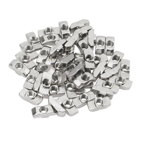 Nickel plated heavy duty carbon steel T nuts from 40 Series Aluminum T Slot Nuts And M6x16 Screws Kit For European 4040 Profile