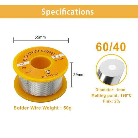 Diagram of 1mm No Clean Solder Wire For Electrical Soldering And Do It Yourself Pro Grade Precision Repairs with dimensions.