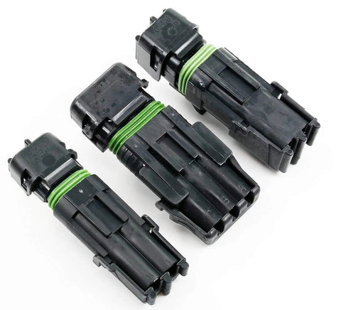 Dope 374 Piece Weather-Pack Connector Kit With Sealed Automotive Terminals For 1 To 3 Pin Holes Perfect For 20 Amp Wiring And 10 To 20 Gauge Cabled Electronics Projects, black sealed 3-pin connectors with green wire seals