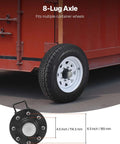 Tough As Nails 8 Lug Shipping Container Wheel Kit with cold rolled steel axle on a shipping container wheel, showcasing 165mm hole.