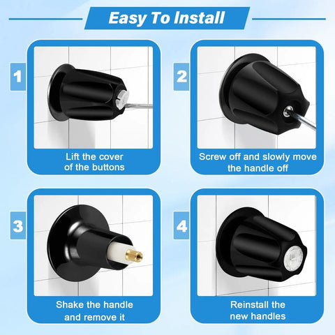 Installation steps for Matte Black Shower Knob Set For Verve Tub And Shower Handles 2 Piece Replacement Must Have 12 Tooth 9.5mm