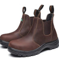 Go-To Women's Steel Toe Work Boots With Puncture Resistance And Electric Shock Protection All Day Comfort Lightweight Brown X Wide ASTM F2413-11 I/75 C/75 And CSA Approved Steel Toe Cap, side view