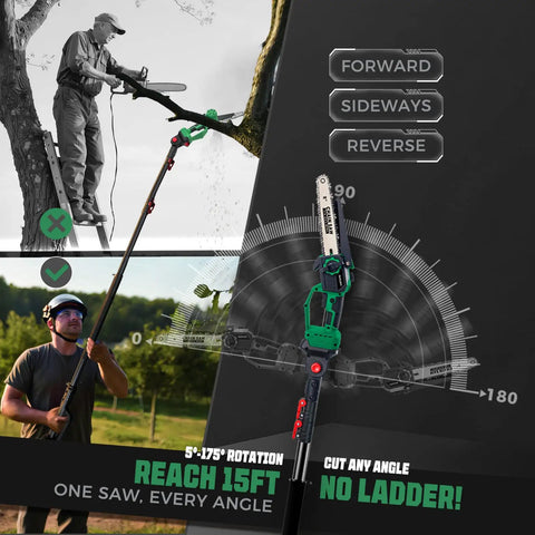 2 In 1 Electric Pole Saw For Tree Trimming Cordless Polesaw And 8 Inch Mini Chainsaw With Extension Pole in action outdoors