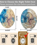 Elongated Toilet Seat Quiet Close for Home Bathroom Replacement dimensions guide showing size measurements and fitting options.