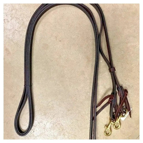 Five Eighth Inch Split Reins With Brass Hardware Oiled Hand Finished Edges For Rider Comfort Detachable Water Tie Snap At Bit End