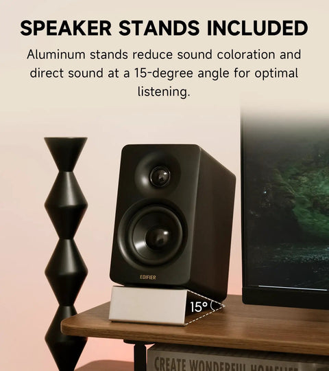 M60 Desktop Bluetooth Speaker System That Cranks Out 66W RMS on aluminum stand for optimal listening on desk