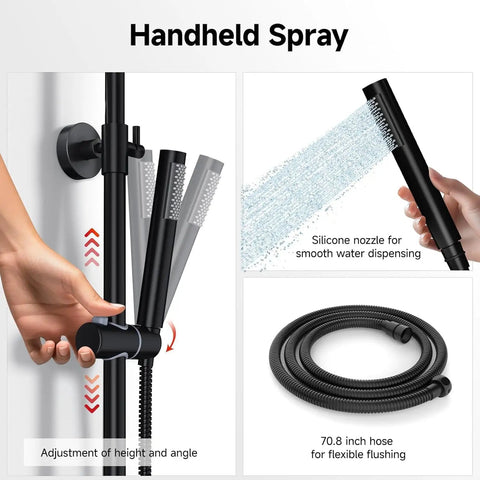 Heavy Duty Outdoor Shower Kit With Single Handle Solid Brass Valve 8 Inch Rain Head Sleek Matte Black Finish Hella Durable Setup No Sweat Wall Mount Install For Backyard Relaxation