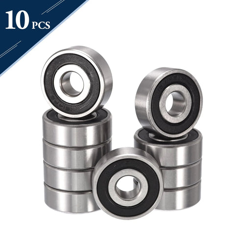 HiPicco 1614-2RS deep groove ball bearings, bore 3/8 in, OD 1-1/8 in, width 3/8 in, chrome steel, double rubber sealed, 10 pcs