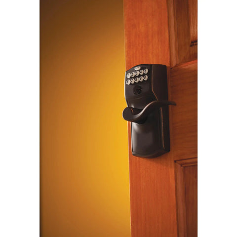 Camelot Keypad Lock With Lever Handle Electronic Keyless Entry For Easy Access Flexible Auto Lock Option Aged Bronze Finish