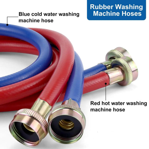 Heavy Duty 4Ft Washer Hoses Dual Color Burst Proof Water Supply Lines 3 Quarter Inch Fittings For Hot And Cold Laundry Washers 2 Pack With Leakproof Washers And Easy Install, red and blue hoses