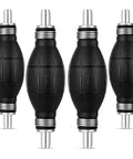 Four Pack Black Primer Bulb Rubber Fuel Transfer Siphon Hand Pump For Marine Gas Lines And Outboard Engines, 5/16 Inch 8mm Fittings