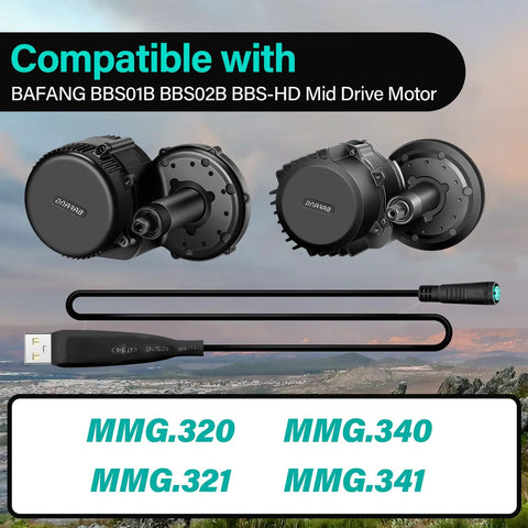 Ebike Programming Cable for BAFANG UART BBS01B BBS02B BBSHD Mid Drive Motors USB Cable to Tweak Settings and Unlock Full Throttle in PAS Levels 1 Through 9