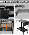 Heavy Duty Steel Welding Shop Beast Built Damn Tough To Crush Two Thousand Pounds 36 X 24 Inch Black Worktable showcasing adjustable height and sturdy structure.