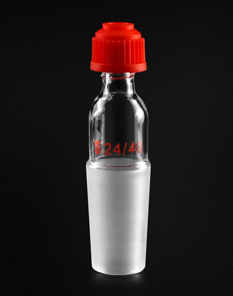 24 By 40 Standard Taper Inner Joint Thermometer Adapter Set Borosilicate Glass 2 Pack For Precise Vapor Temperature Readouts In Lab Glassware Classroom Friendly Pro Gear For Benchtop Setups, 24/40 adapter with red cap
