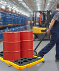 2 Drum Spill Containment Platform With 20 Gallon Sump And Drain Outlet Heavy Duty Workbench For Garage Basement And Industrial Storage 51.2 By 26.8 By 6 Inches 4400 Lb Load Capacity Forklift Pockets Leak Proof