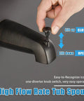 Top Shelf Heavy Duty Brass Shower Tub Faucet Set With Smooth Diverter Handle, high flow rate tub spout with easy operation.