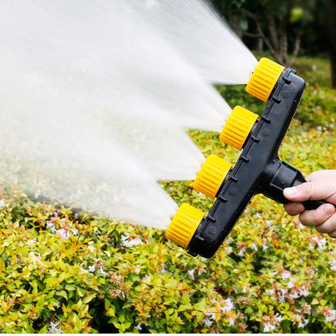 Adjustable Multi Head Nozzle Sprayer with Porous Six Hole Spray Head for garden lawn watering in action, hand held