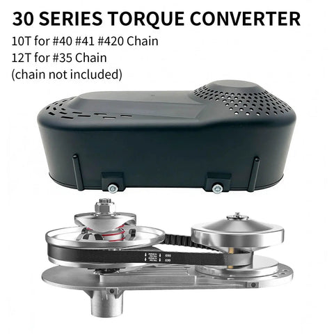 30 Series Torque Converter Kit For 212cc Go Karts And Mini Bikes With Three Quarter Bore, Includes 10T 40/41/420 And 12T 35 Pulleys