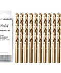 5 By 16 Inch Cobalt Drill Bit Set, 10 Piece, Boss Grade M35 HSS, 135 Degree Tip, with Index Storage Case
