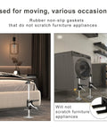 EnryKuo 15.5-inch labor-saving furniture lifter jack, 2-pack; front view lifting bed leg, installed under a washer.