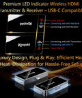 Premium LED Wireless USB-C Transmitter And HDMI Receiver For Type-C To HDMI, 4K Decode Input And 1080P60Hz Output