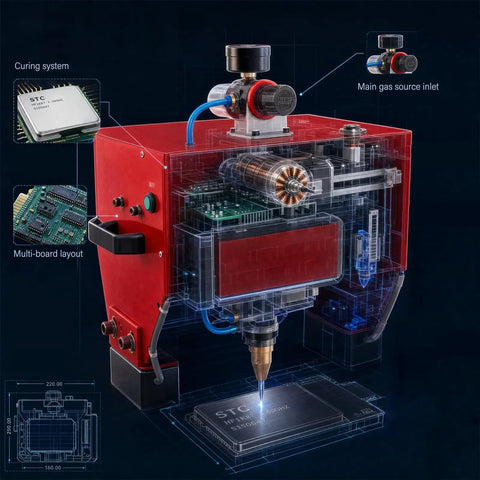 Built Tough Metal Marking Machine With Pneumatic Dot Peen System showing internal components and multi-board layout