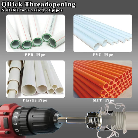 PVC Pipe Threader Kit With Internal And External Threaders One Half Inch Three Quarter Inch And One NPT Drill Bit Included