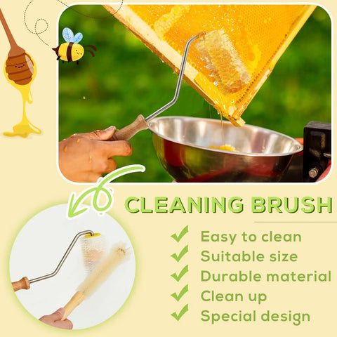 Set Of 3 Uncapping Needle Rollers For Honey Extraction Beekeeping Gear With Cleaning Brush, Easy Beehive Uncapping Roller Kit
