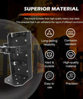 Heavy-duty steel fire extinguisher mount kit showcasing durability and specifications for cars, trucks, boats, and RVs.