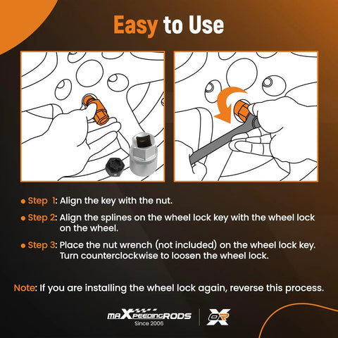 Instructions for using BMW Compatible Wheel Lock Nut Key Kit 22 Piece Pro Grade Heavy Duty Anti Theft Lug Nut Tool Set