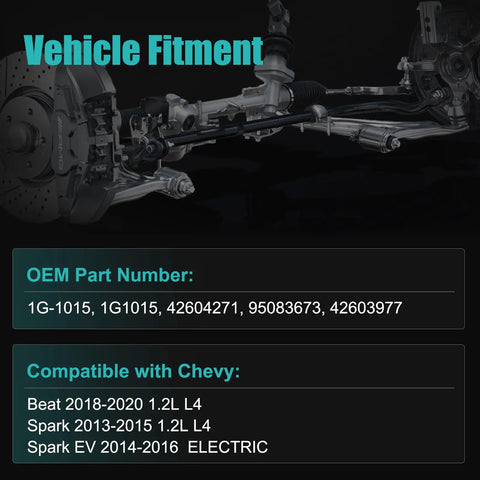 Electronic Power Steering Rack And Pinion Straight Up Direct Fit For Chevy Beat Spark showing vehicle fitment details and OEM part numbers.