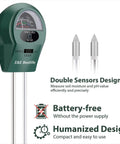 Soil Moisture Meter Must-Have All-In-One 3-In-1 PH And Light Test Kit with double sensors and no battery needed