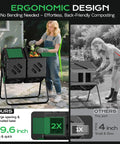 Dual Chamber 45 Gallon 170L Compost Tumbler with 360 Degree Rotating Design shown in outdoor setting for easy backyard use.