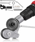 Close-up of Upgraded Sheet Metal Nibbler Tool With Stabilizer Handle For Iron Steel Copper Aluminum Heavy Duty Metal Cutter Drill Attachment.