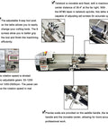 Precision Benchtop Mini Metal Lathe 8×39 Inch With Brushless Motor, Variable Speed 50-2500 RPM showing adjustable tool post and spindle controls.