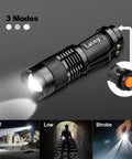 Ultra Bright Tactical Flashlight 2 Pack Mini LED Flashlight With Belt Clip Zoomable Beam 3 Modes Waterproof For EDC Hiking