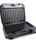Tnfeeon Nonstick Electric Indoor Grill And Panini Press Maker, 750W Portable Countertop BBQ wide open view of nonstick grilling plate.