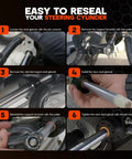 Instructions using Front Mount Hydraulic Steering Seal Kit With Pin Wrench And Support Bracket Puller For Outboard Motors