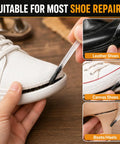 Heavy Duty Shoe Glue 30 Grams Clear Waterproof Flexible Adhesive For Sneak Restoration And Boot Craft applied on leather and canvas shoes.