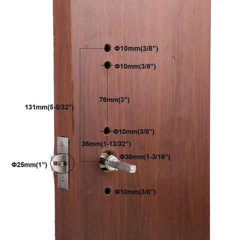 Keyless Mechanical Door Lock With Digital Code Keypad For Left Handed Inward Opening Doors Stainless Steel 304 No Deadbolt Backsets on wood door with measurements