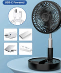 Portable Battery Operated Fan For On The Go USB Rechargeable Desk Floor Pedestal With Adjustable Height 4 Speed Settings 7200mAh Battery