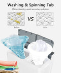Straight Up A Smooth Portable Washing Machine With Twin Tub Layout, 26 Lbs Total Capacity Including An 18 Lbs Washer Plus 8 Lbs Spinner, Compact Electric Laundry Setup With Manual Dials And Drain Pump, A Truly No Sweat Game Changer For Apartments And showing washing and spinning tubs comparison.