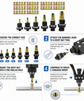 Rivet Nut Pliers And Mandrel Kit For M3 To M12 Rivet Nuts In Carbon Steel, Broad Metric Coverage For Automotive, Workshop, And Home Repairs, Ready To Use Mandrels And Quick Change System, M3-M12 mandrels and tool setup