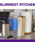 Slim Water Filter Pitcher With 8 Cup Capacity For Dorms And Mini Fridges Compact Design Dishwasher Safe Fast Filtration, blue