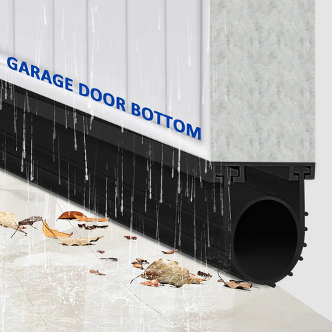 Installed DGSL 16 ft black garage door bottom rubber weather seal with 5/16 in T ends